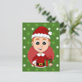 Weihnachtsjunge Cartoon Weihnachtskarte Feiertagspostkarte (Stehend Vorderseite)