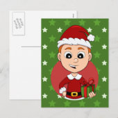 Weihnachtsjunge Cartoon Weihnachtskarte Feiertagspostkarte (Vorne/Hinten)