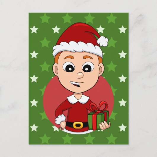 Weihnachtsjunge Cartoon Weihnachtskarte Feiertagspostkarte (Vorderseite)