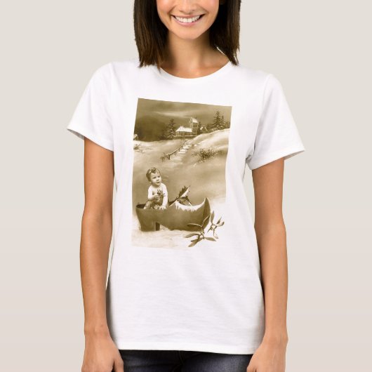 Weihnachtsjunge, Clog und Mistleton T-Shirt (Vorderseite)