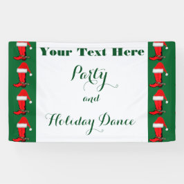 Weihnachtsjunge Cowboy Stiefel und Weihnachtsmannm Banner