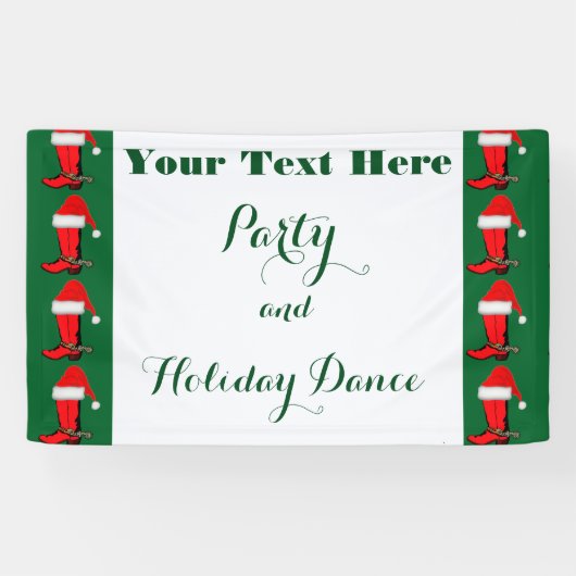 Weihnachtsjunge Cowboy Stiefel und Weihnachtsmannm Banner (Horizontal)