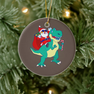 Weihnachtsjunge Dinosaurier Santa T Rex Xmas Dino Keramik Ornament