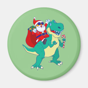 Weihnachtsjunge Dinosaurier Santa T Rex Xmas Dino  Magnet