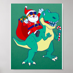Weihnachtsjunge Dinosaurier Santa T Rex Xmas Dino  Poster