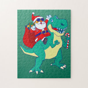 Weihnachtsjunge Dinosaurier Santa T Rex Xmas Dino Puzzle