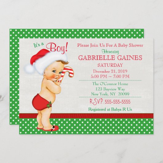 Weihnachtsjunge Dusche Einladung Personalisiert (Vorne/Hinten)