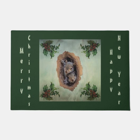 Weihnachtsjunge Eichhörnchen Doormat Fußmatte (Vorderseite)