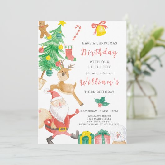 Weihnachtsjunge Einladung (Stehend Vorderseite)