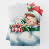 Weihnachtsjunge Elf Schlafen auf einer Wolke Geschenkpapier Set (Beispiel)