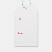 Weihnachtsjunge entpackt mir Geschenkmarke Geschenkanhänger (Rückseite)