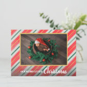 Weihnachtsjunge Foto Geburtshinweise Feiertagskarte (Stehend Vorderseite)