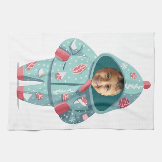 Weihnachtsjunge-Gesicht Personalisiert  Geschirrtuch (Horizontal)