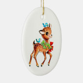 Weihnachtsjunge Hirschgewächse mit Vögeln auf dem Keramik Ornament (Rechts)