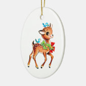 Weihnachtsjunge Hirschgewächse mit Vögeln auf dem Keramik Ornament (Links)