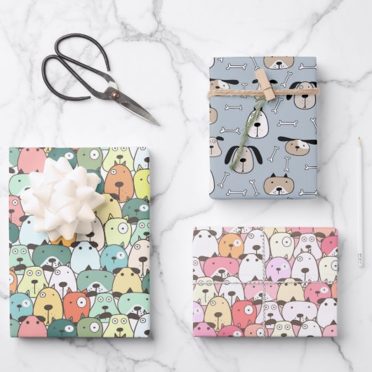 Weihnachtsjunge Hunde Geschenkpapier Set (Vorderseite)