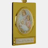 Weihnachtsjunge Jesus mit Engel Pastel Banner-Ornament Gold (Rechts)