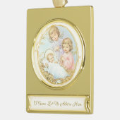 Weihnachtsjunge Jesus mit Engel Pastel Banner-Ornament Gold (Links)