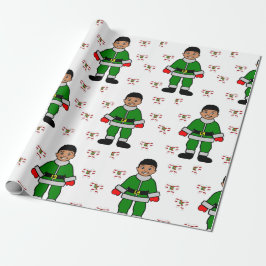 Weihnachtsjunge Kind Niedlicher Elf Geschenkpapier