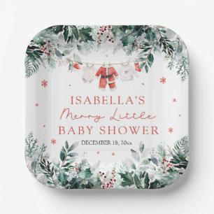 Weihnachtsjunge Kleidung Merry Little Baby Dusche Pappteller