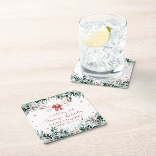 Weihnachtsjunge Kleidung Merry Little Baby Dusche Rechteckiger Pappuntersetzer (Vor Ort)