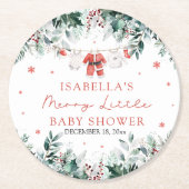 Weihnachtsjunge Kleidung Merry Little Baby Dusche Runder Pappuntersetzer (Vorderseite)