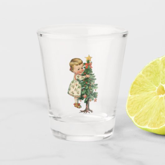 Weihnachtsjunge Mädchen Schnapsglas (Vorderseite)