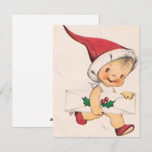 Weihnachtsjunge mit Brief Feiertagskarte (Vorne/Hinten)