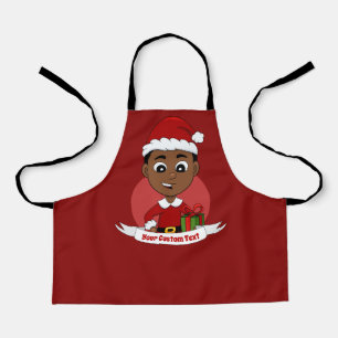 Weihnachtsjunge mit einer roten Hut-Schürze Schürze