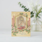 Weihnachtsjunge mit Kerzen Feiertagspostkarte (Stehend Vorderseite)