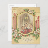 Weihnachtsjunge mit Kerzen Feiertagspostkarte (Vorne/Hinten)