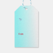 Weihnachtsjunge mit Kraath entpacken Me Geschenkma Geschenkanhänger (Rückseite)