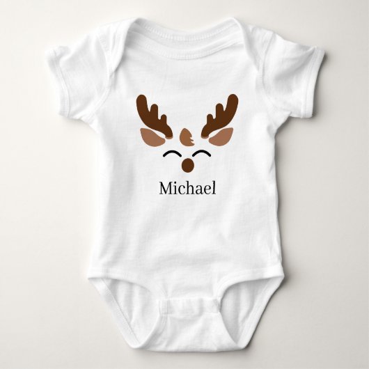 Weihnachtsjunge Rentiere geben den Namen zuerst Baby Strampler (Vorderseite)