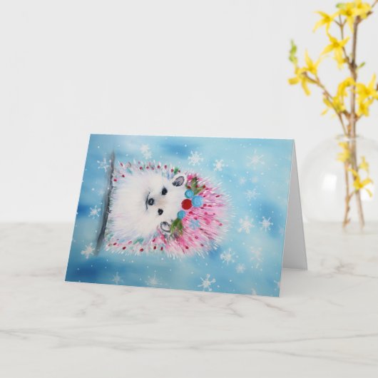 Weihnachtsjunge Tiere Igel Urlaub Karte (Gelbe Blume)