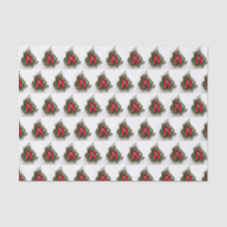 Weihnachtsjunge und Kiefernbaum an einer Barenttür Seidenpapier
