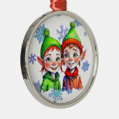 Weihnachtsjunge und Mädchenelfen Ornament Aus Metall (Rechts)