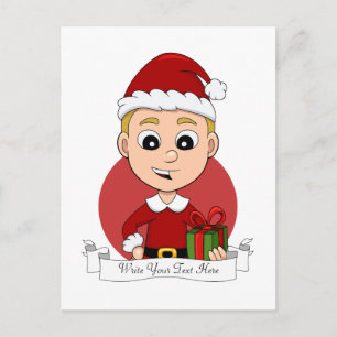 Weihnachtsjungen-Cartoon-Feiertagspostkarte Feiertagspostkarte