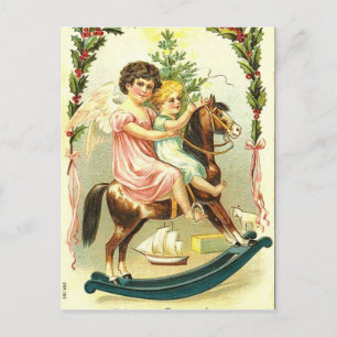Weihnachtsjungen und Rockpferde Feiertagspostkarte
