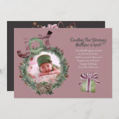 Weihnachtsjunggeburt Ankündigung Mauve (Vorne/Hinten)