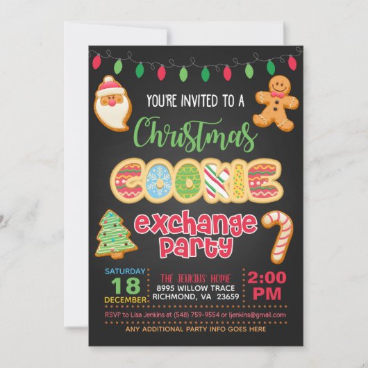 Weihnachtskabelwechsel-Party Einladung - Schwarz (Vorderseite)