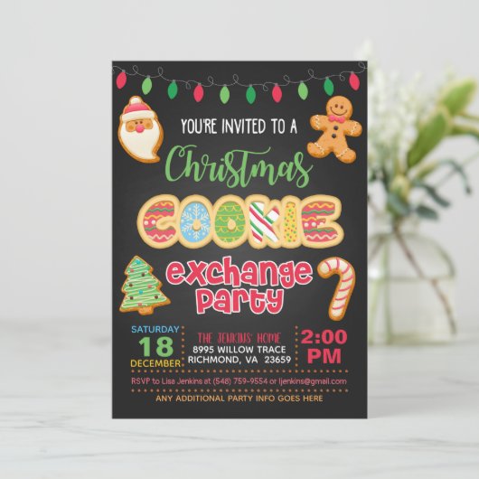 Weihnachtskabelwechsel-Party Einladung - Schwarz (Stehend Vorderseite)