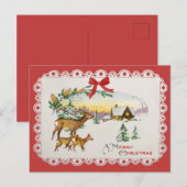 Weihnachtskabine & Deer Feiertagspostkarte (Vorne/Hinten)