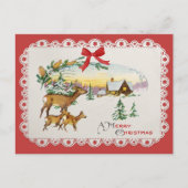 Weihnachtskabine & Deer Feiertagspostkarte (Vorderseite)