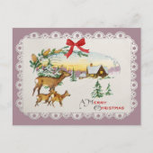 Weihnachtskabine & Deer Feiertagspostkarte (Vorderseite)