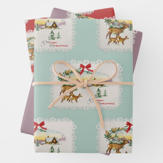 Weihnachtskabine & Deer Geschenkpapier Set (Beispiel)