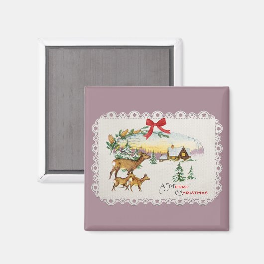 Weihnachtskabine & Deer Magnet (Vorderseite/Rückseite)
