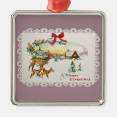 Weihnachtskabine & Deer Ornament Aus Metall (Vorne)