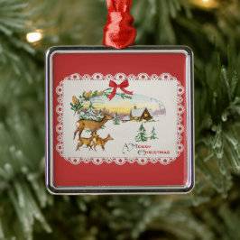 Weihnachtskabine & Deer Ornament Aus Metall