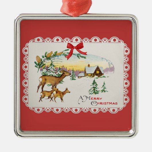 Weihnachtskabine & Deer Ornament Aus Metall (Vorne)