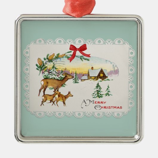 Weihnachtskabine & Deer Ornament Aus Metall (Vorne)